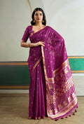Monjolika Fashion Purple Handloom Weaving Silk Festival Wear Saree