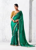 Monjolika Fashion Teal Fancy Fabric Embroidered Contemporary Saree