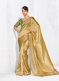 Monjolika Fashion Golden Fancy Fabric Embroidered Contemporary Saree