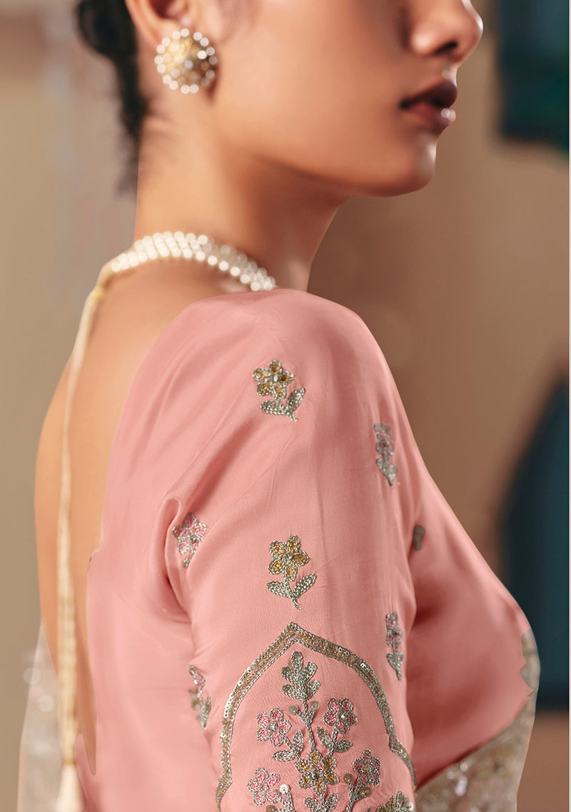 Monjolika Fashion Embroidered Cream Fancy Fabric Party Designer Saree