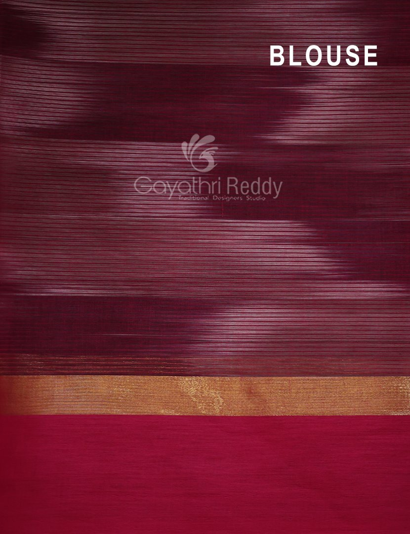 Dual Shades of Pink And Green Mangalagiri Ikkat Cotton Saree By Gayathri Reddy Designer Studio