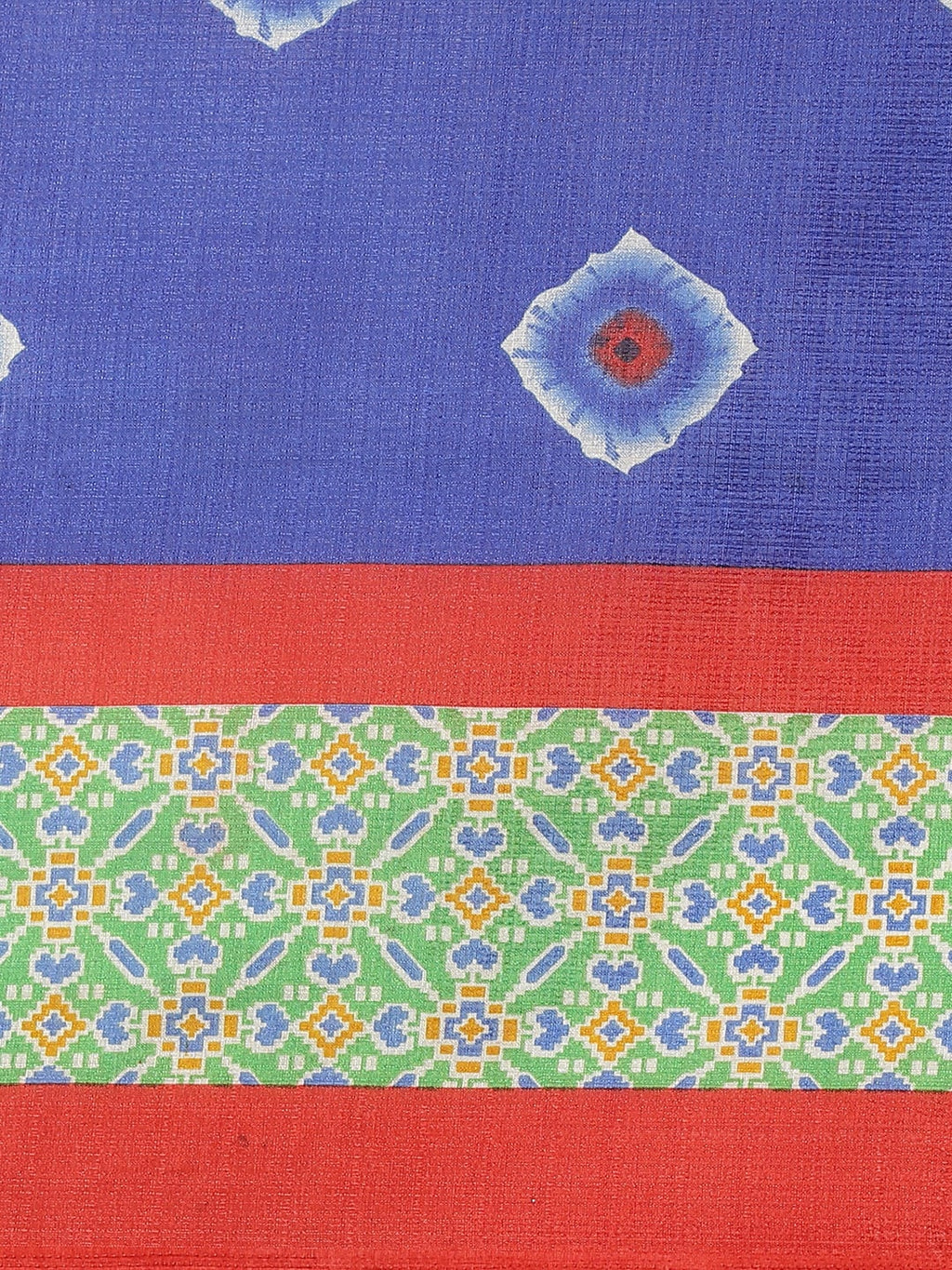 Saree Mall Blue & Off-White Dyed Effect Saree