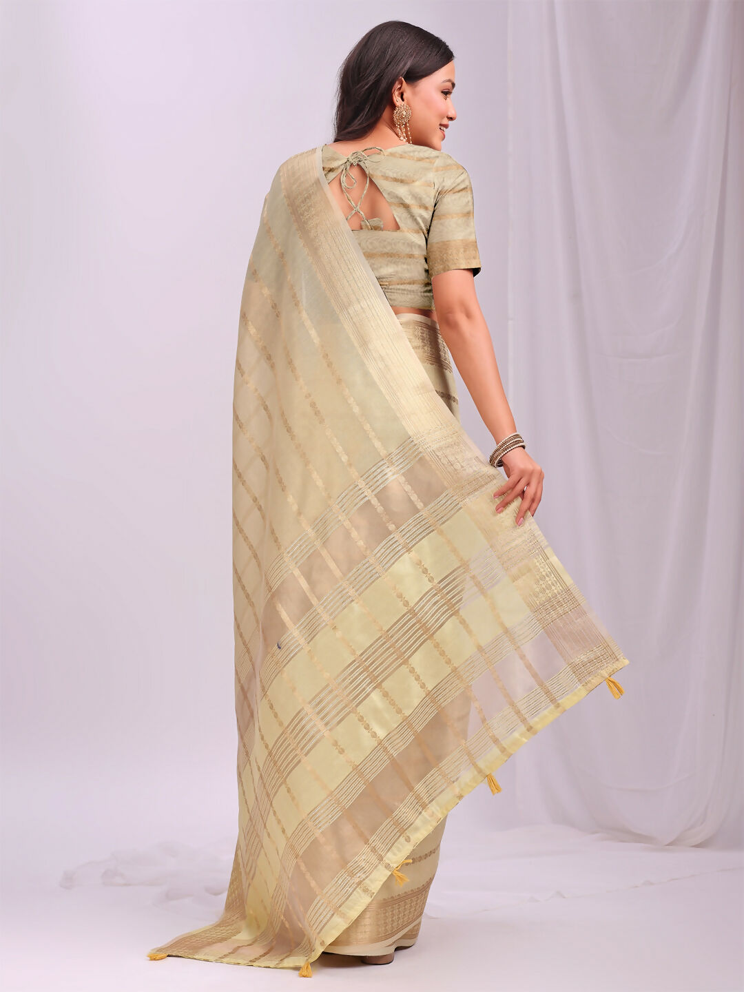 Shree Shyam Fashion Organza Gold Saree