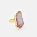 Bling Accessories Coral Agate Natural Stone Statement Finger Ring