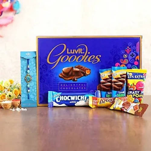 Striking Epoxy Rakhi & LuvIt Goodies Chocolate Box