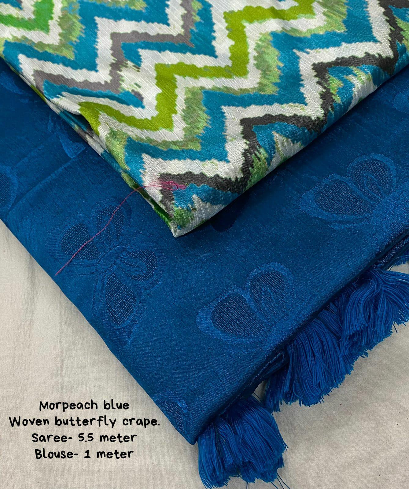 Blue Silk Blend Ethnic Motifs Saree with Unstitched Blouse - Hiral Fashion