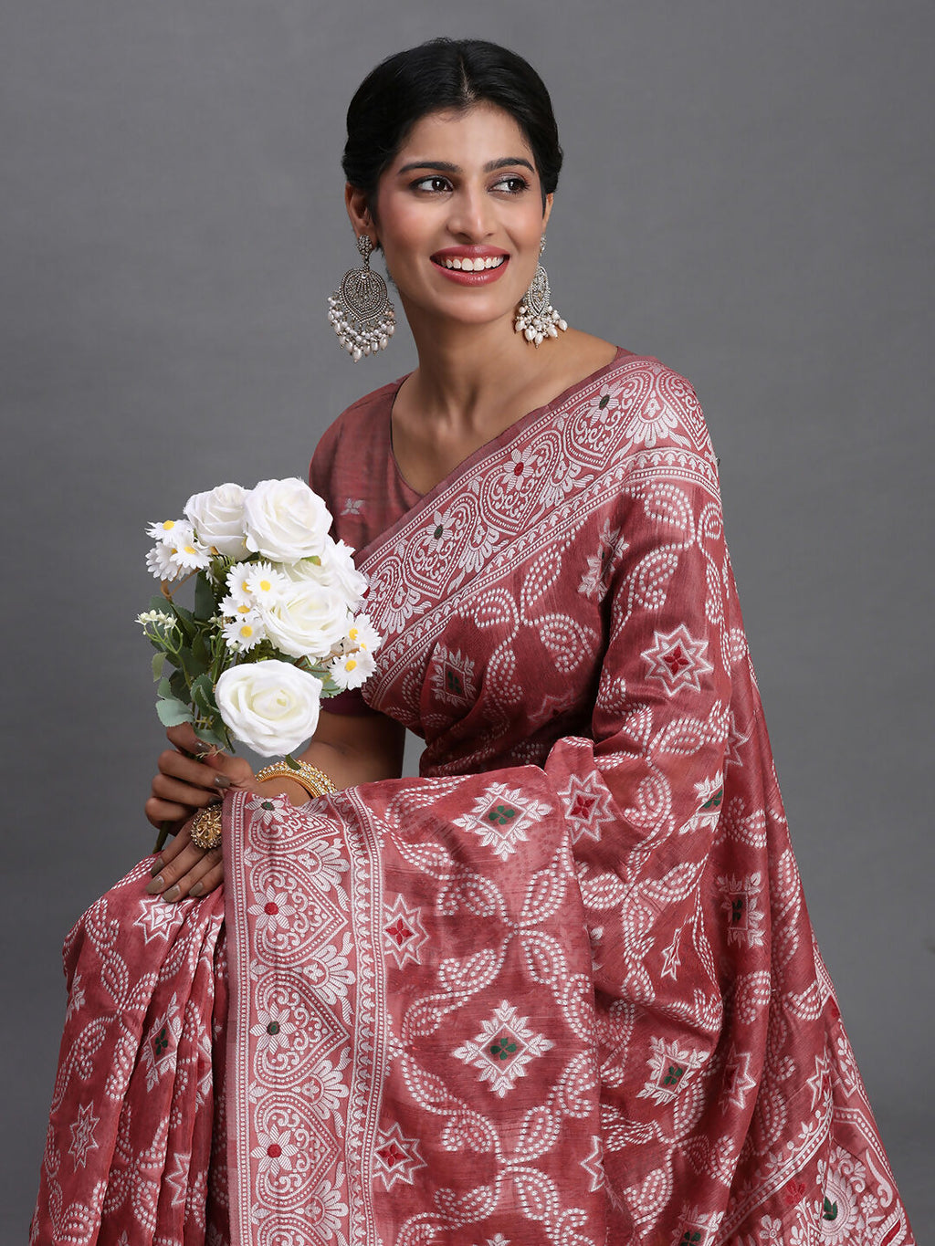 Shree Shyam Fashion Linen Cotton Peach Saree