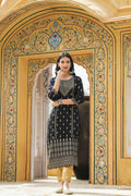 Juniper Black Rayon Festive Printed Straight Kurta For Women