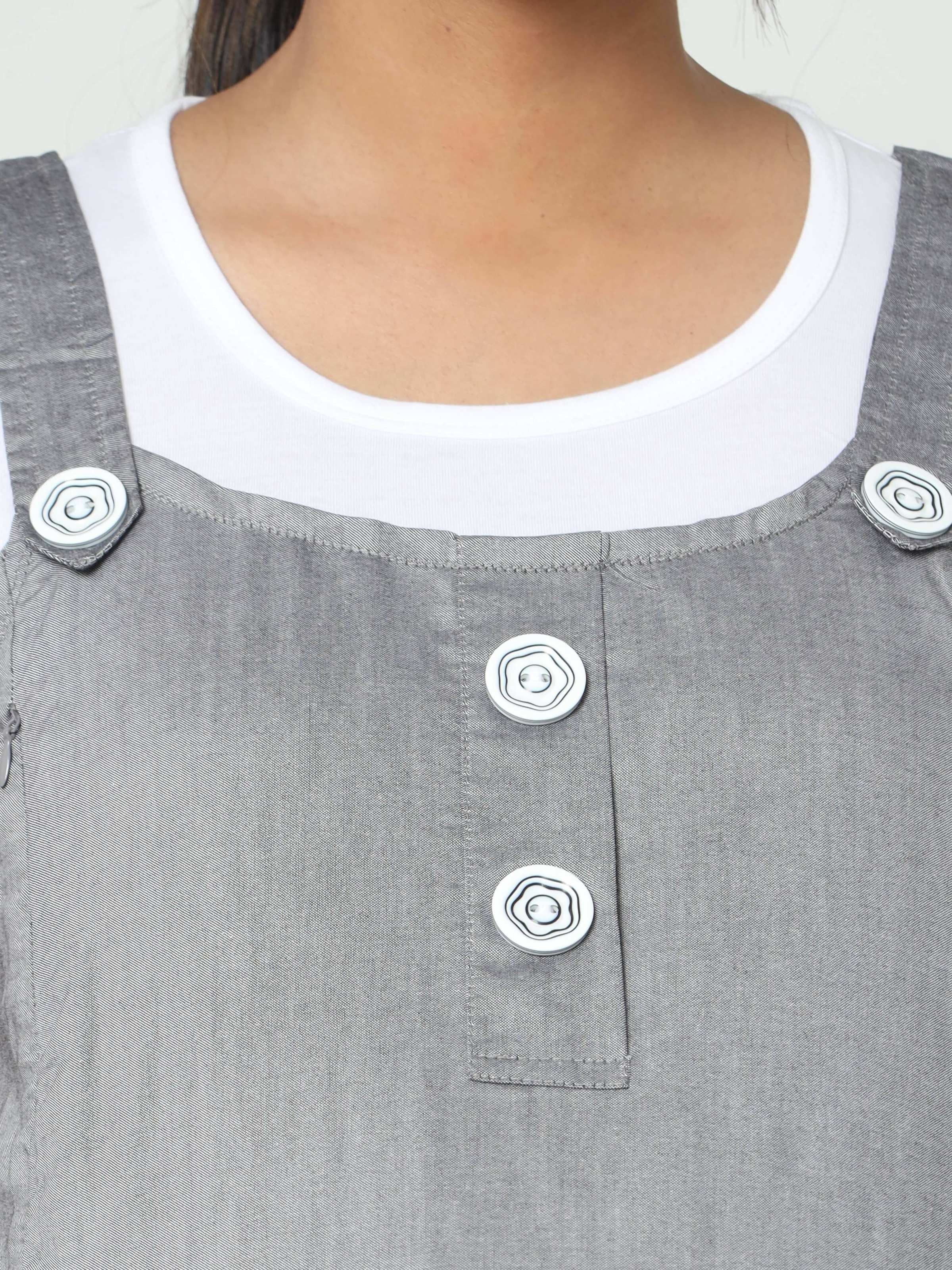 Manet Half Sleeves Solid Maternity Dress With Concealed Zipper Nursing Access - Grey