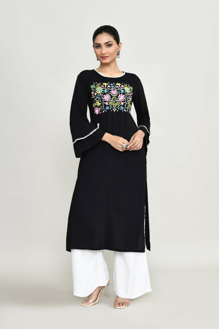 Joban Fashion Black Rayon Kurta Set