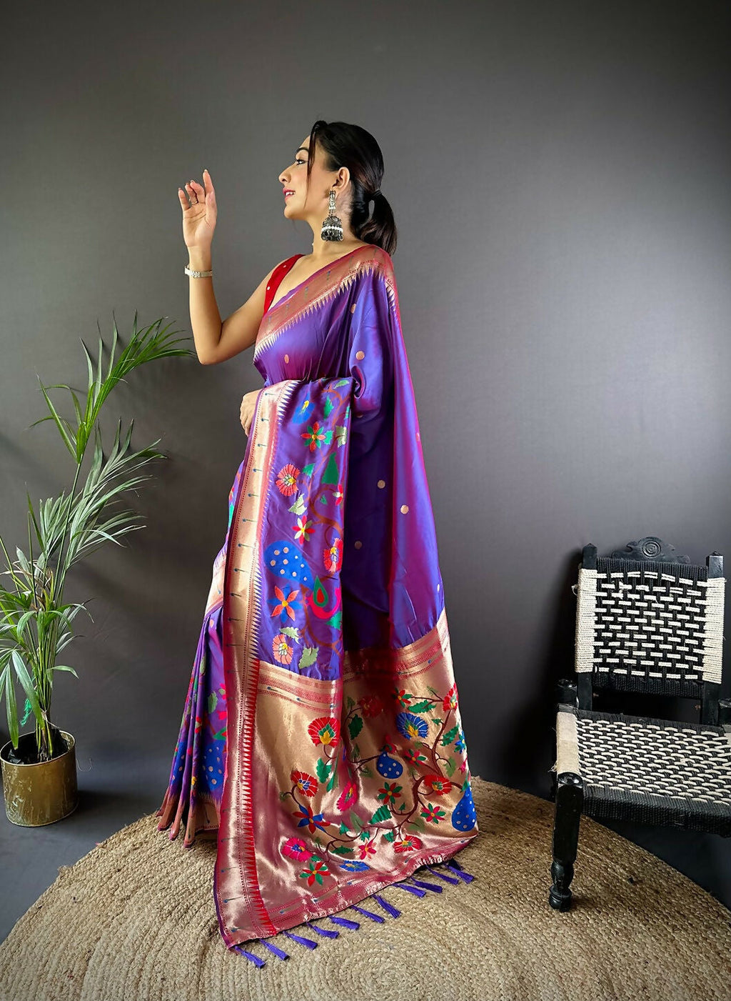 Joban Fashion Red Motifs Paithani Sarees