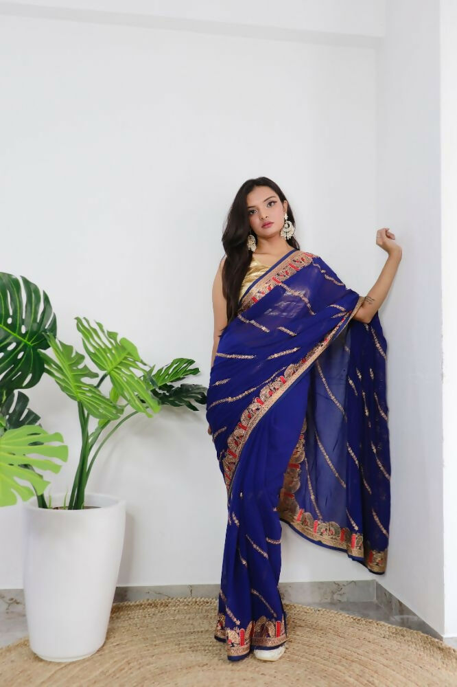 Vamsee Aaradhna Purple Georgette Saree