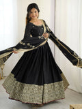 Teeya Creation Black Chinon Silk Gown