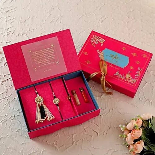 Jewel Design Lumba Rakhi Set & Fruit N Nut Chocolates