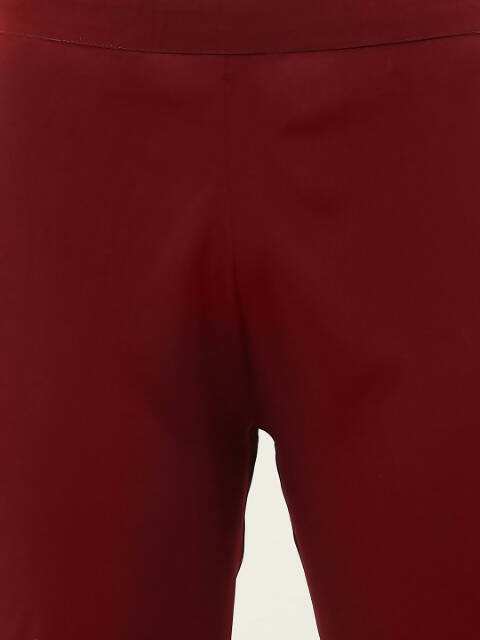 FIORRA Women's Maroon Poly Crepe Straight Kurta Pant With Dupatta