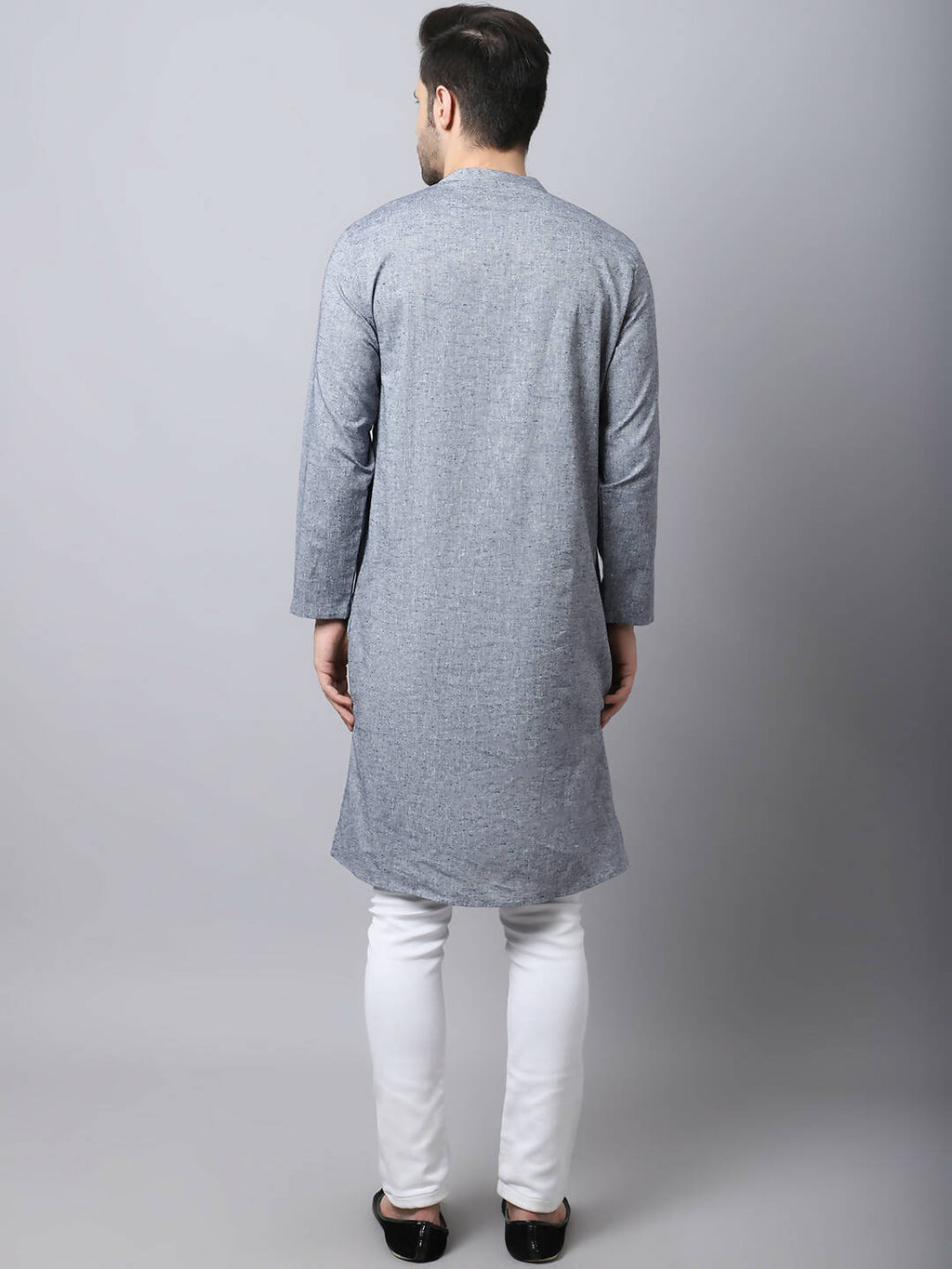 Even Apparels Grey Pure Cotton Sherwani Men's Kurta With Asymetrical Cut
