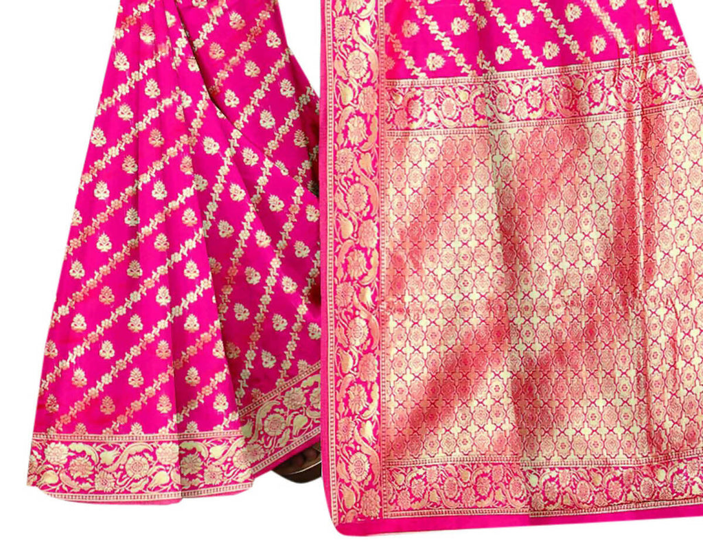 Vamika Weaving Banarasi Jacquard Saree - Pink