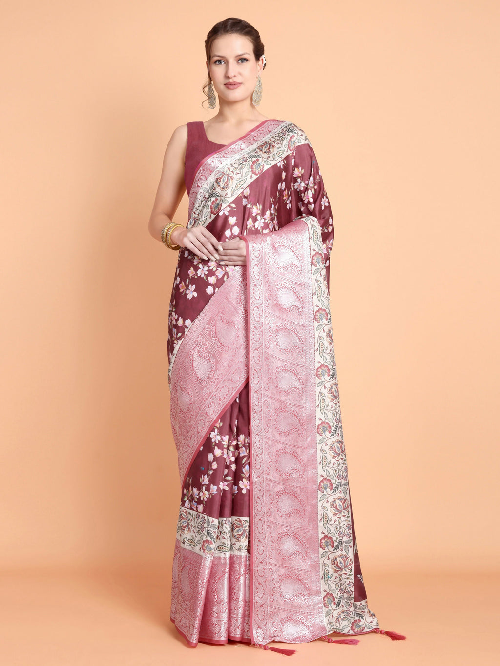 Vamsee Bhavi Maroon Georgette Saree