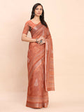 Shree Shyam Fashion Linen Cotton Rust Saree