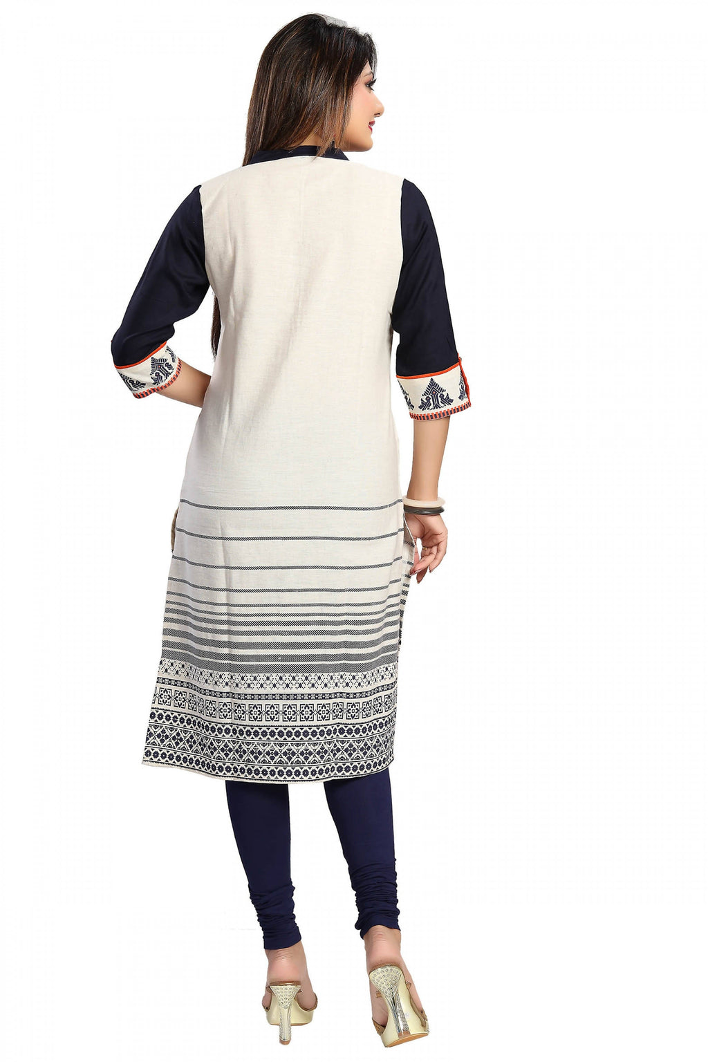 Snehal Creations Curiously Contemporary Cream Cotton Tunic With Print Design