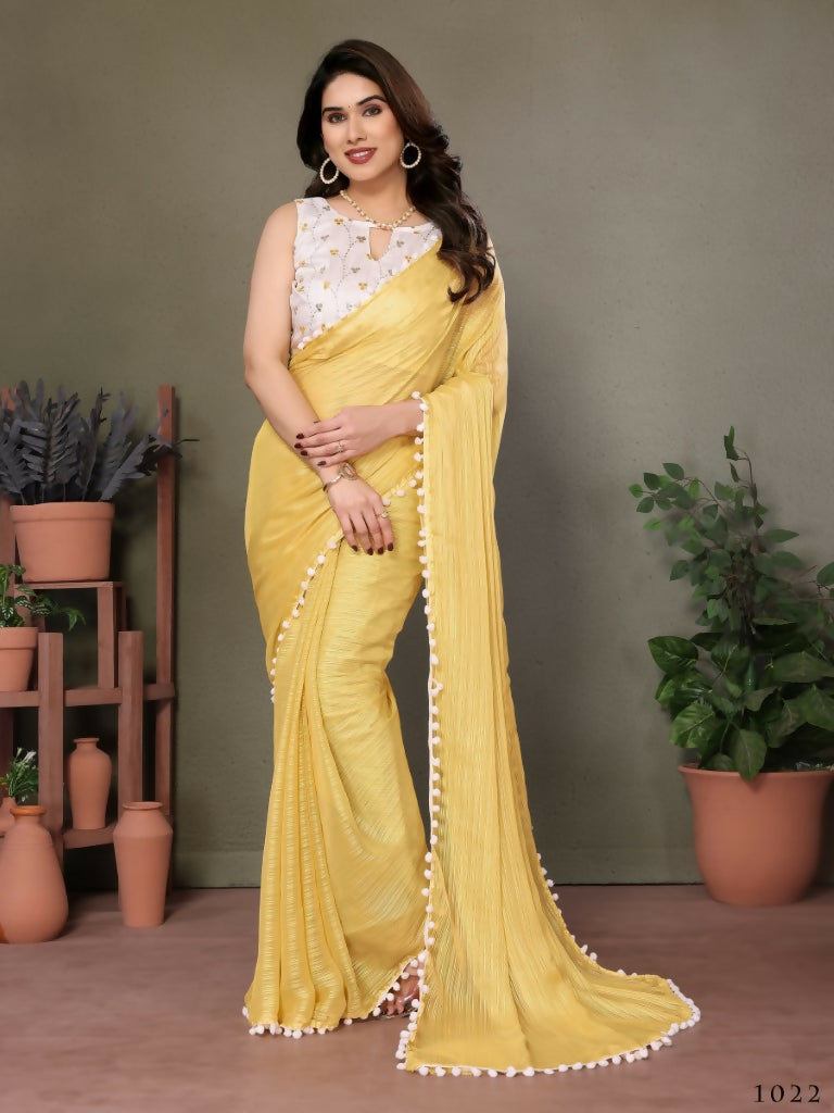 Designer Partywear Yellow Banglor Fancy Saree - Kanak