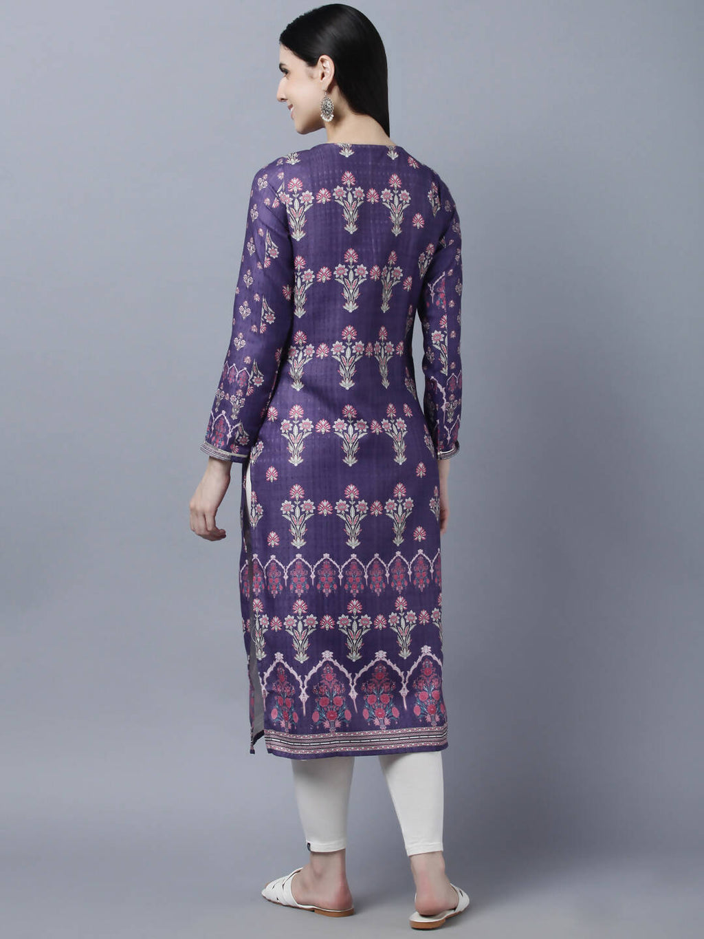 Myshka Women Purple Ethnic Motifs Printed Kurta