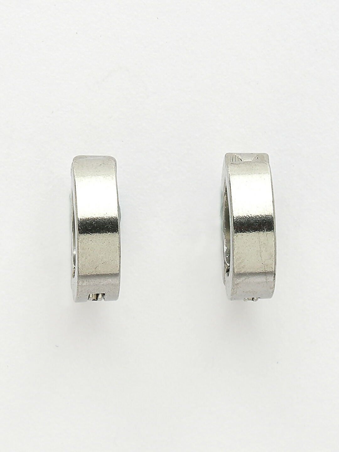 NVR Men's Set of 2 Multicolor Rhodium-Plated Stainless Steel Hoop Earrings