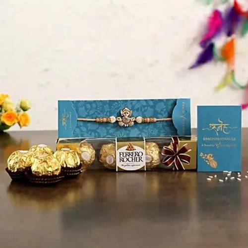 Holy Ganesha Rakhi & 4 Pcs Ferrero Rocher