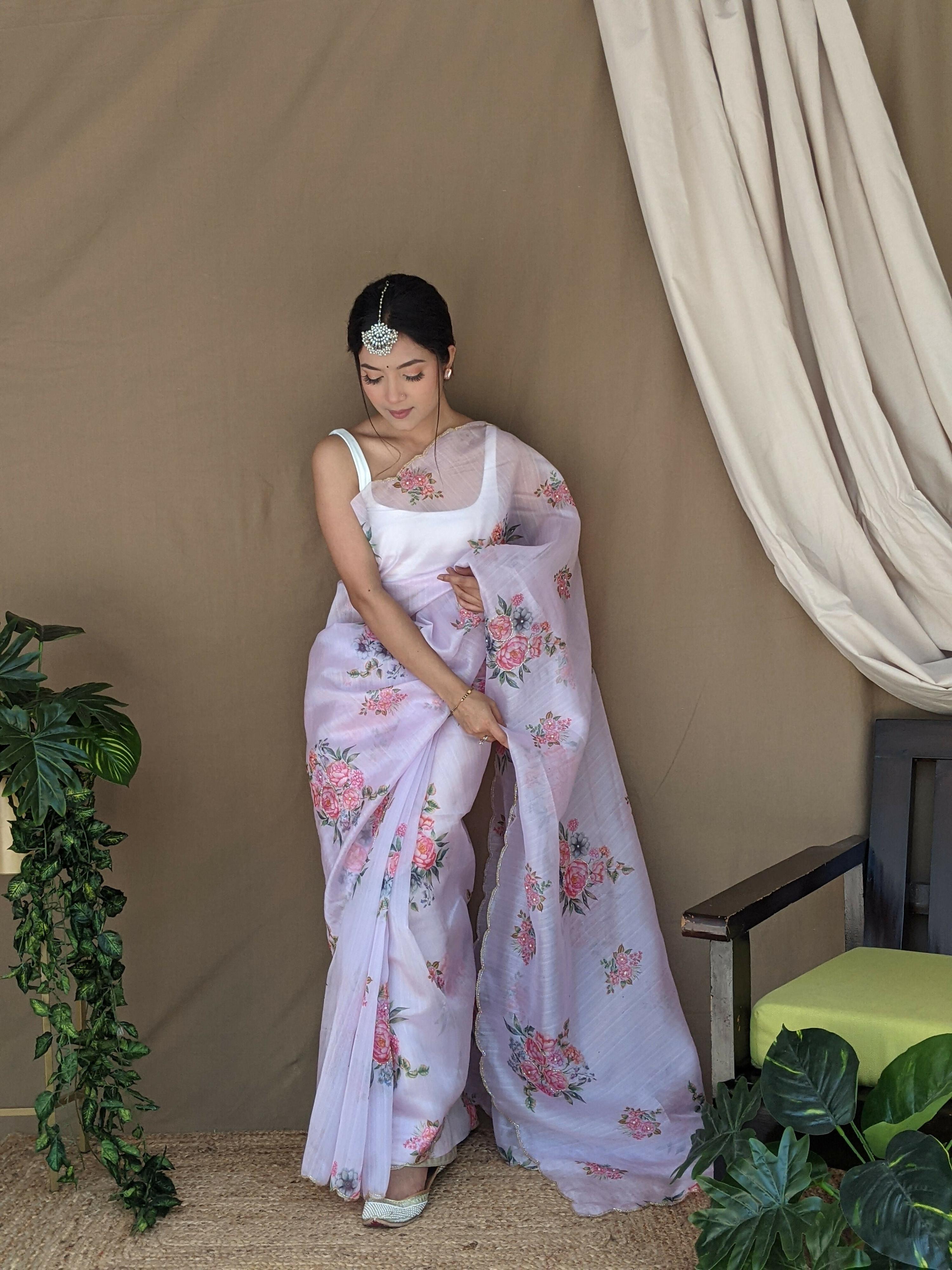 Vamsee Khadi Khatali Pink Khadi Organza Saree