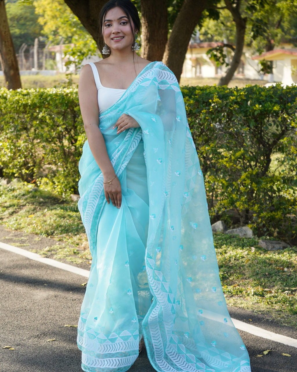 Vamsee Kamal Sky Organza Saree