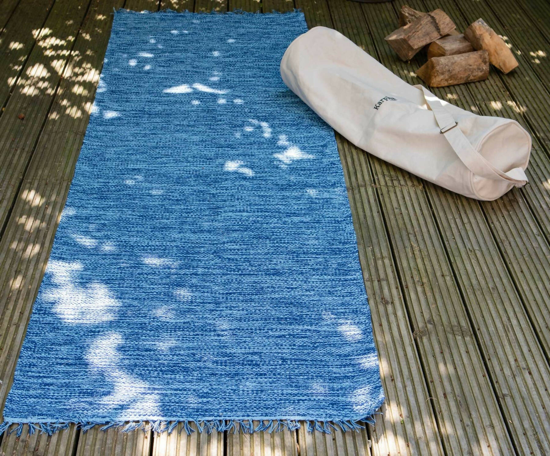 Karpasa London Handmade Yoga Mat Blue Organic Cotton