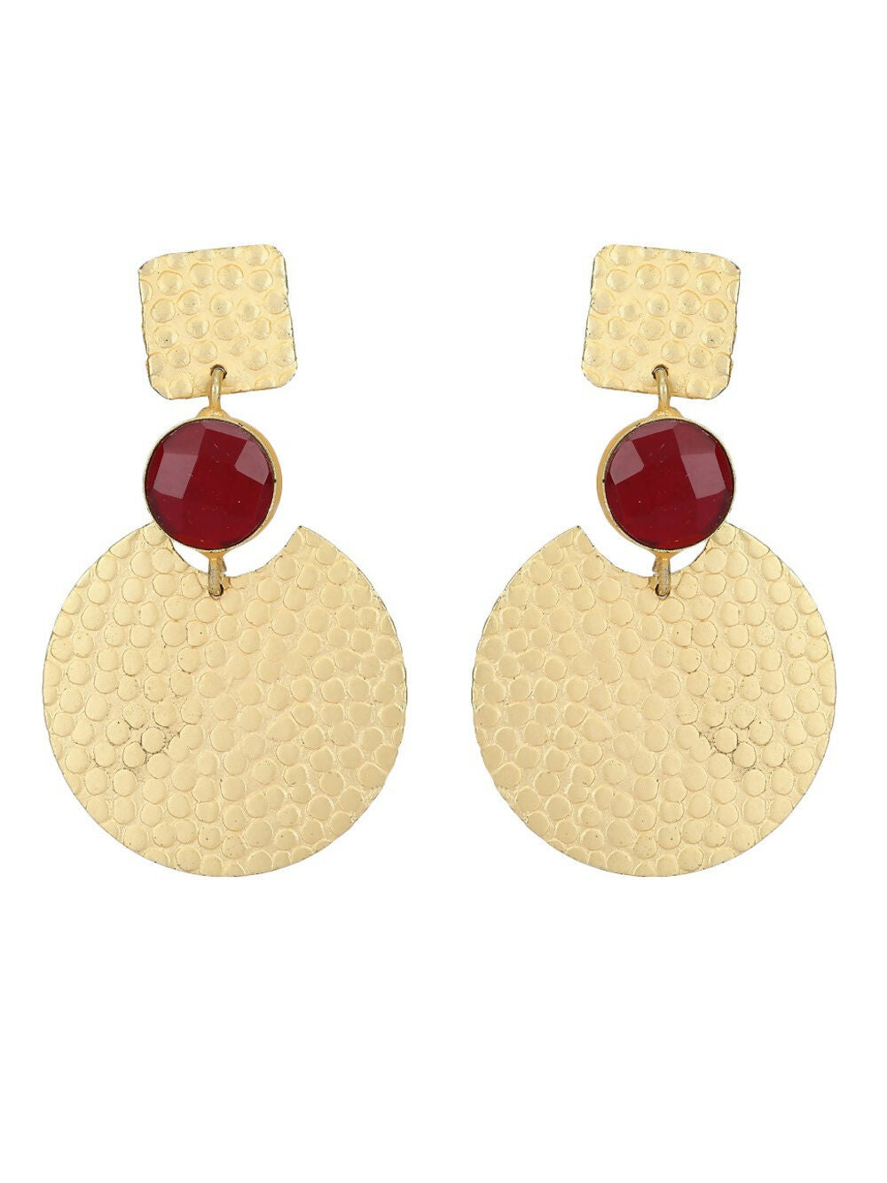 Joban Fashion Women Round Shape Matte Gold Earrings