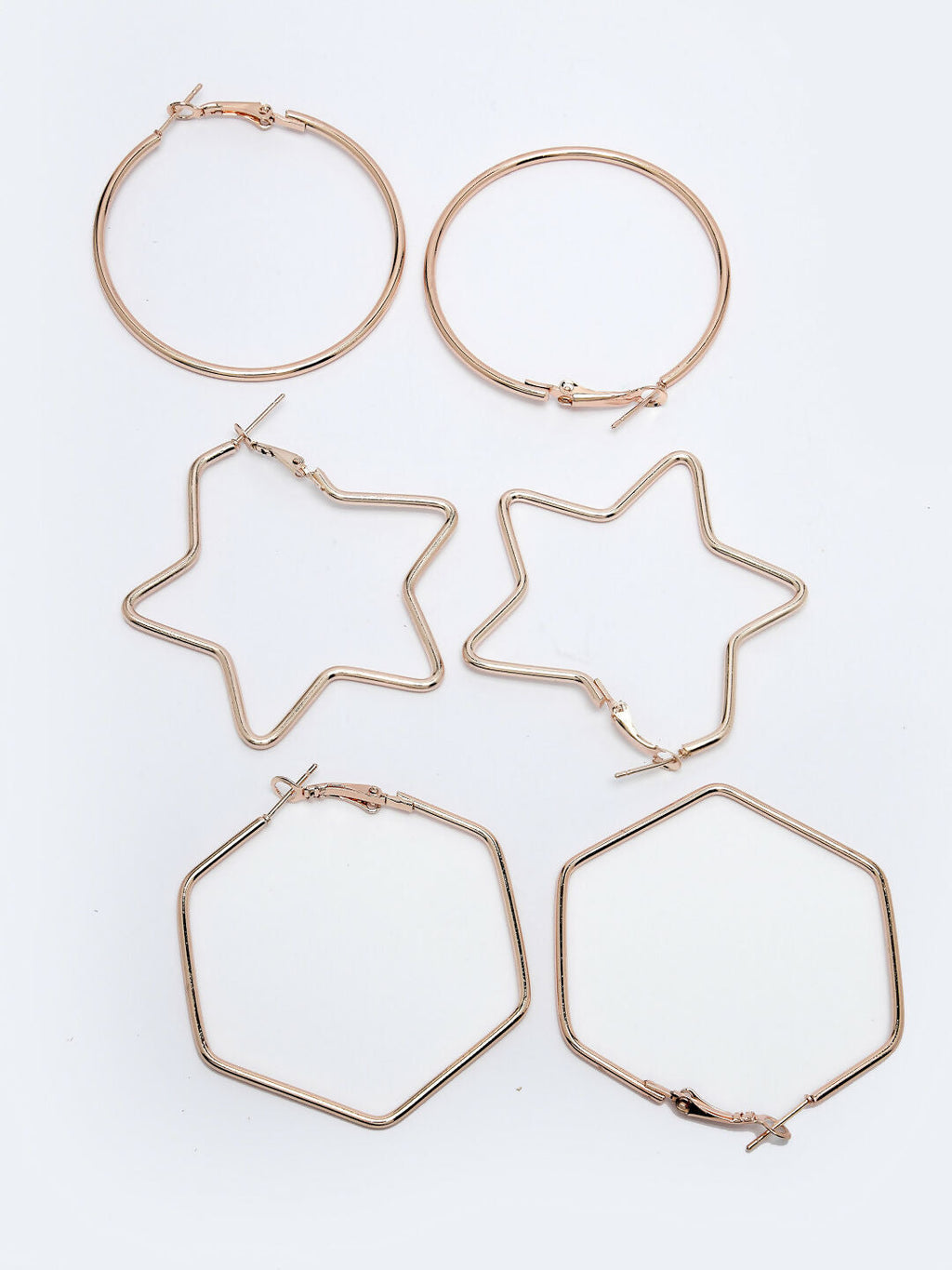NVR Women Gold-Toned Geometric Hoop Earrings