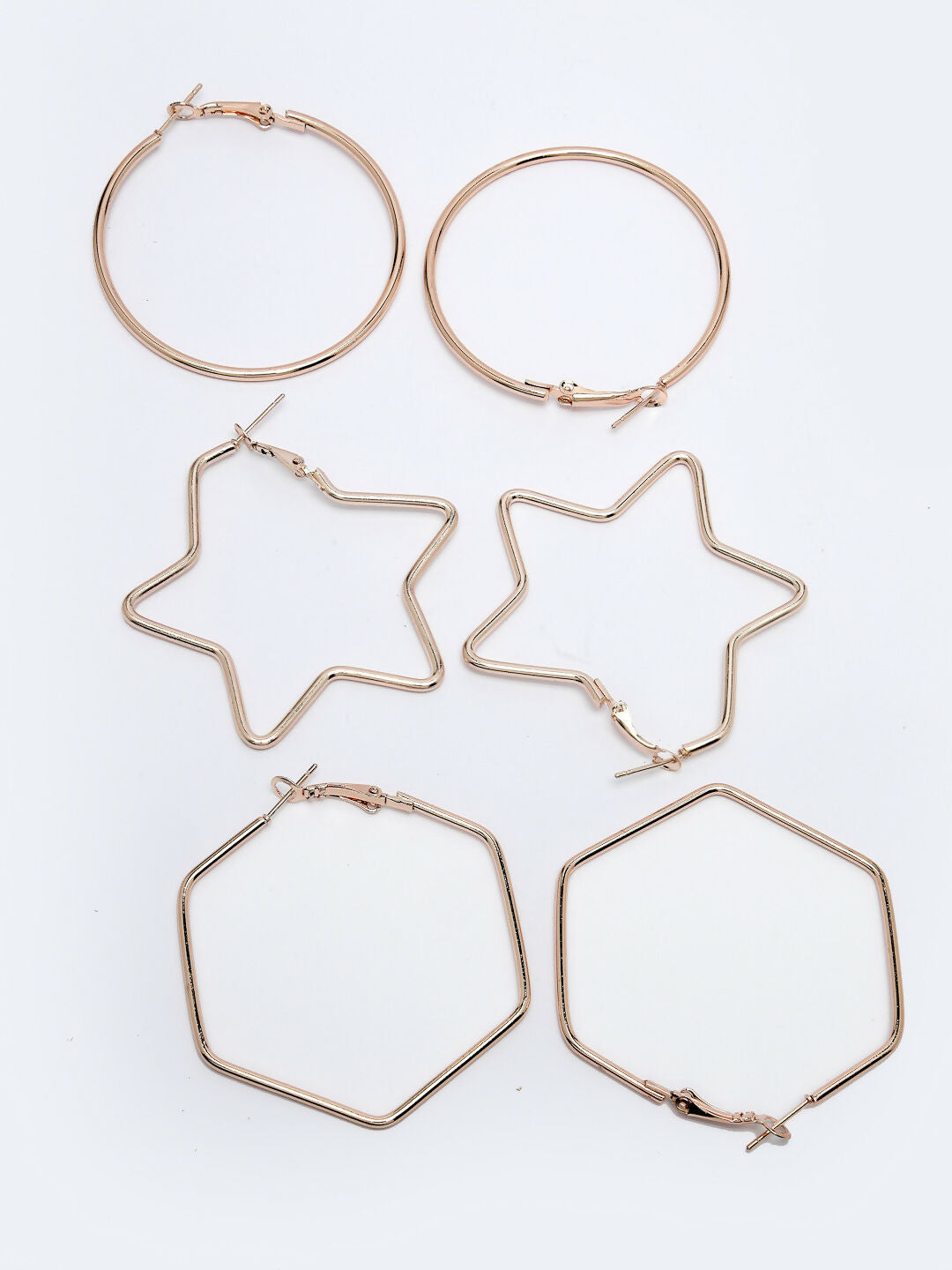 NVR Women Gold-Toned Geometric Hoop Earrings