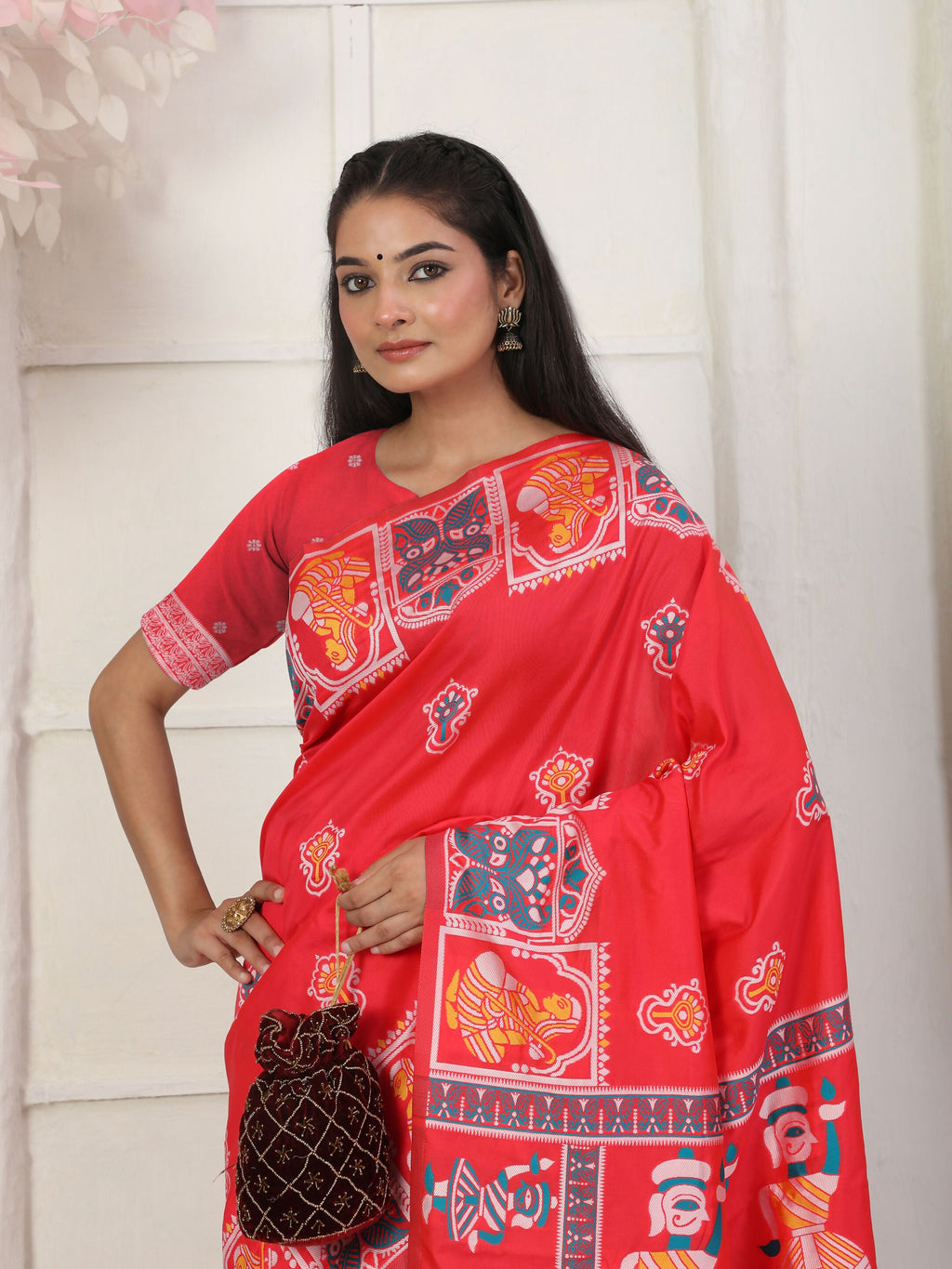 Shree Shyam Fashion Silk Blend Red Saree
