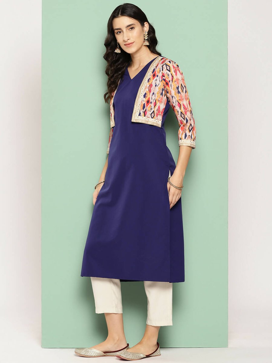 Ahalyaa Women's Traditional wear Kurta - Navy Blue