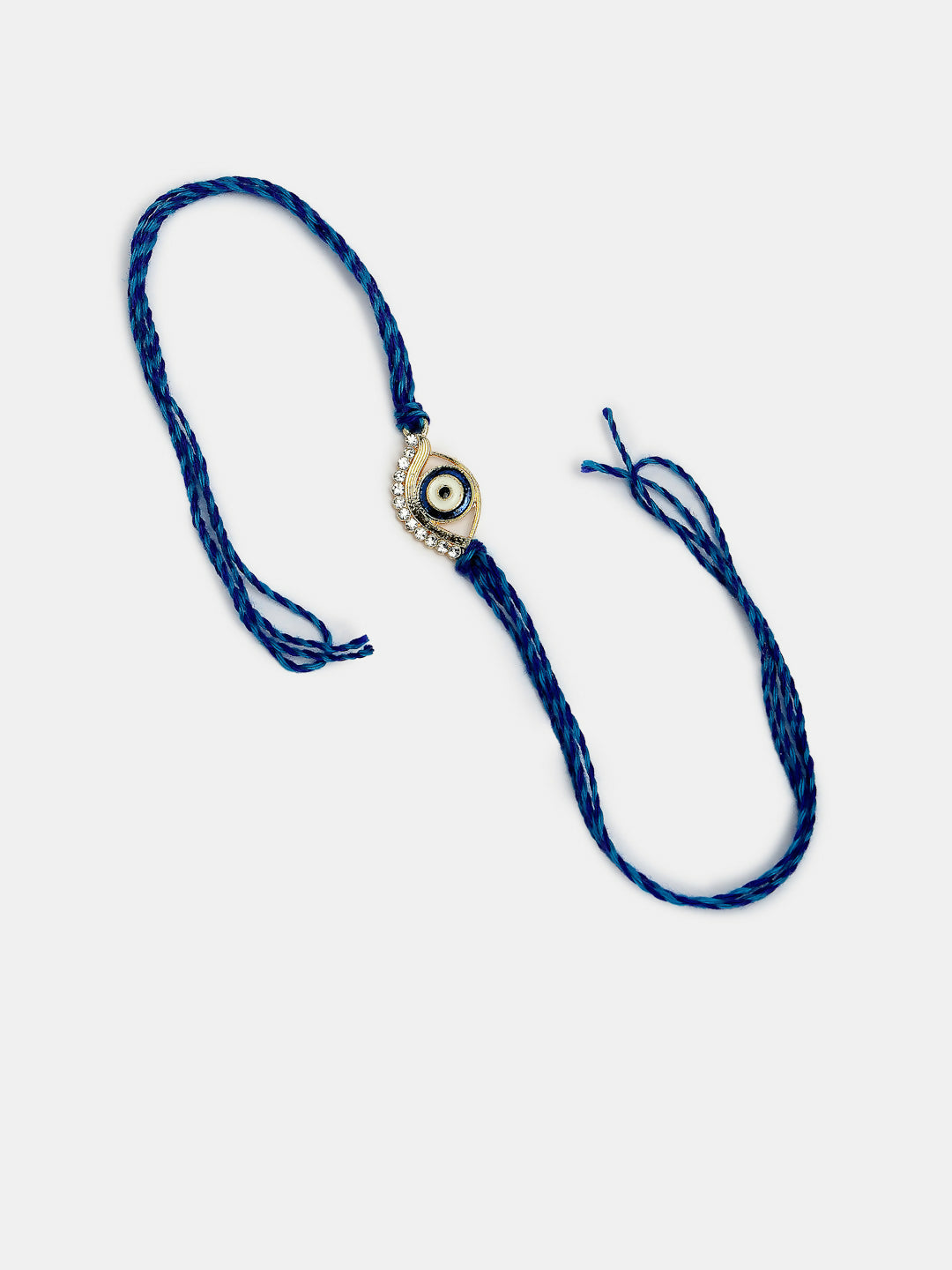 NVR Women & Men Set of 2 Blue Evil Eye Bhaiya Bhabhi Rakhi Set With Roli Chawal & Chocolate