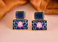 Joban Fashion Women Brass Blue Onyx Earrings
