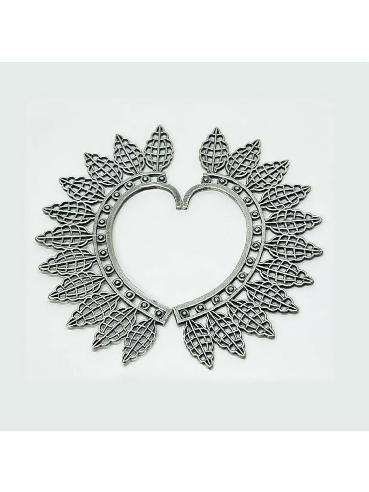 NVR Women Silver Plated Oxidised Leaf Style Ear Cuff