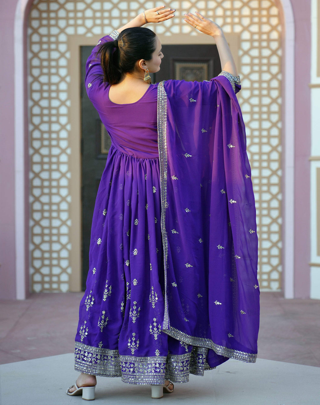 Yash Enterprise Alluring Blue Georgette Readymade Gown