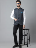 Even Apparels Men's Blue Nehru Jacket With Welt Pockets