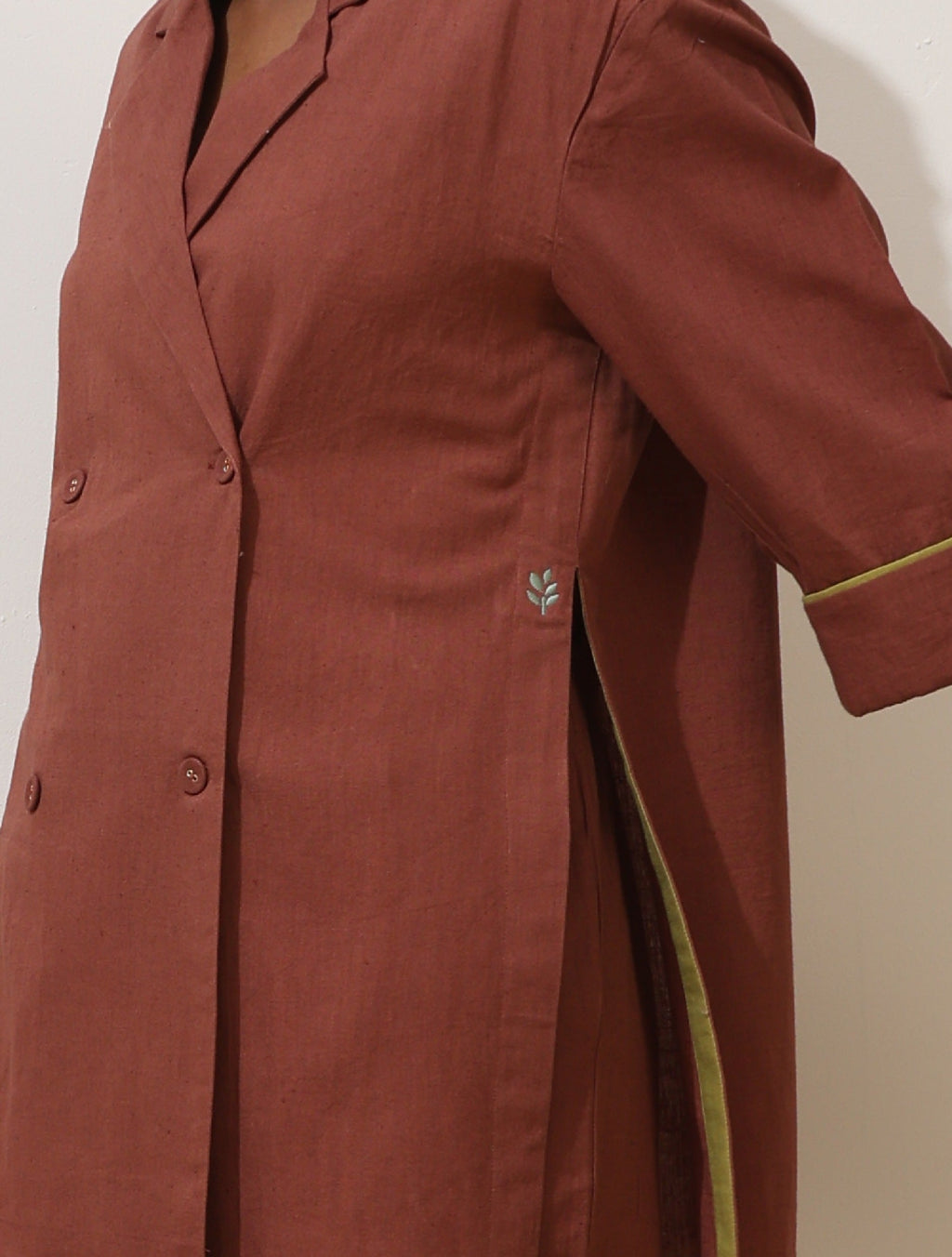 trueBrowns Brown Cotton Linen Co-Ord Set