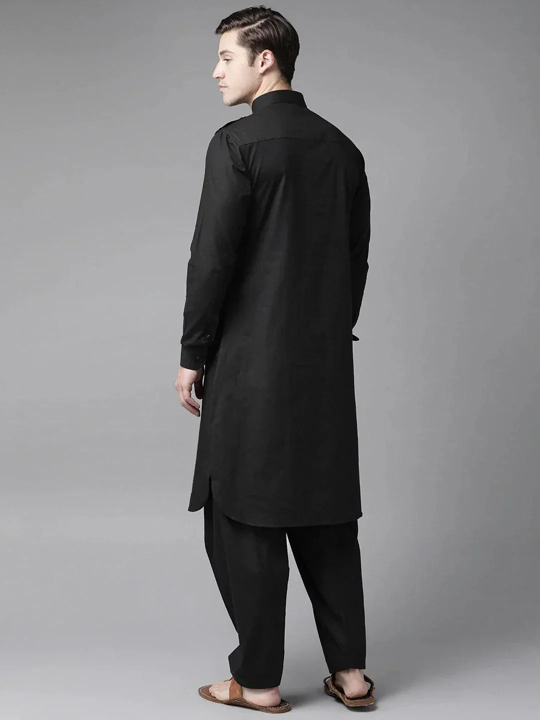 Fabmade Z Black Pathani Suit