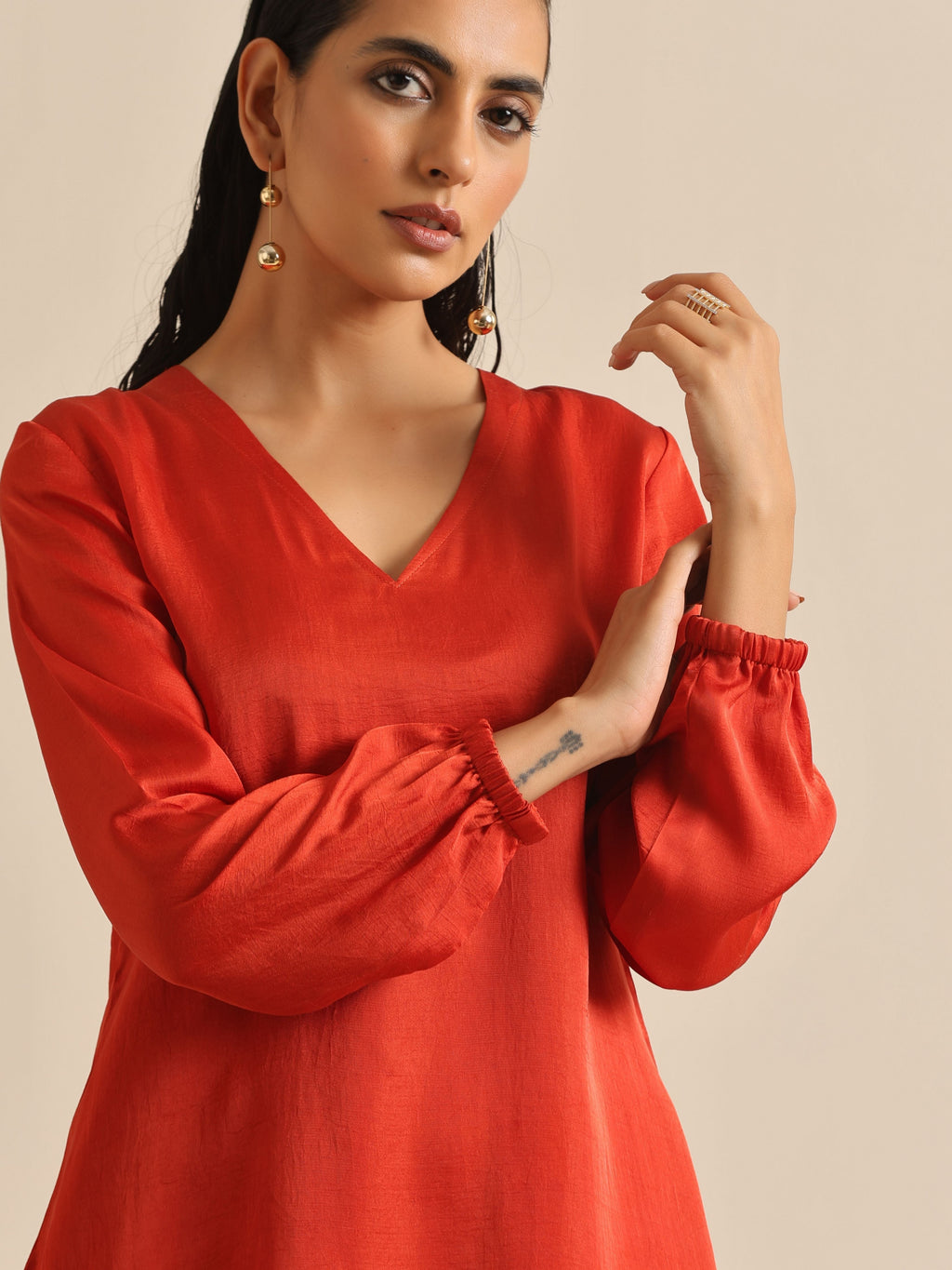 trueBrowns Rust Silk Blend Short Co-Ord Set