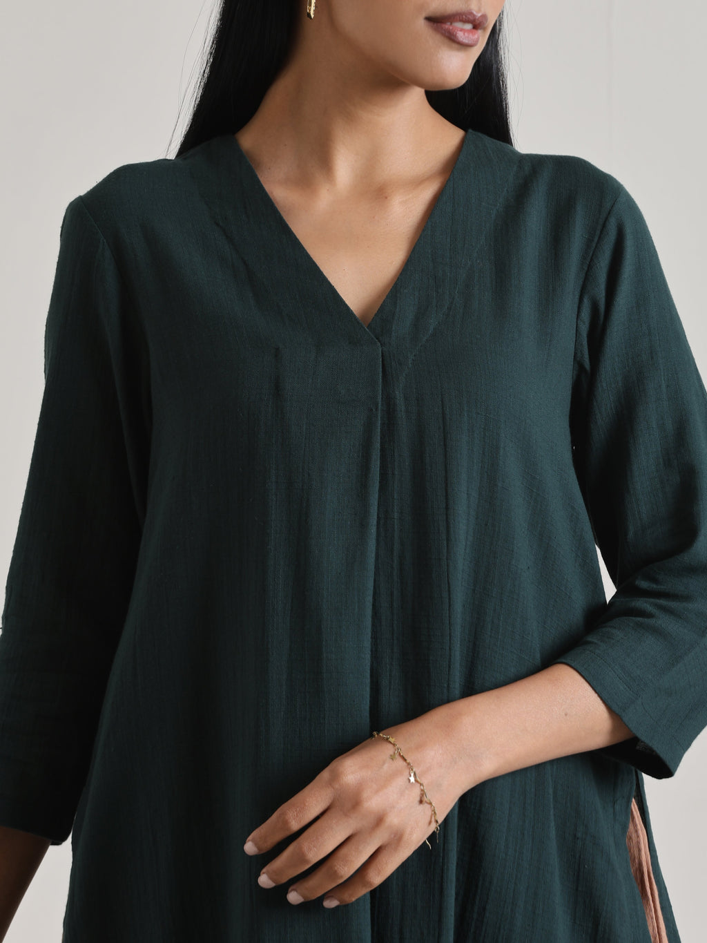 trueBrowns Dark Green Kurta Pant Set