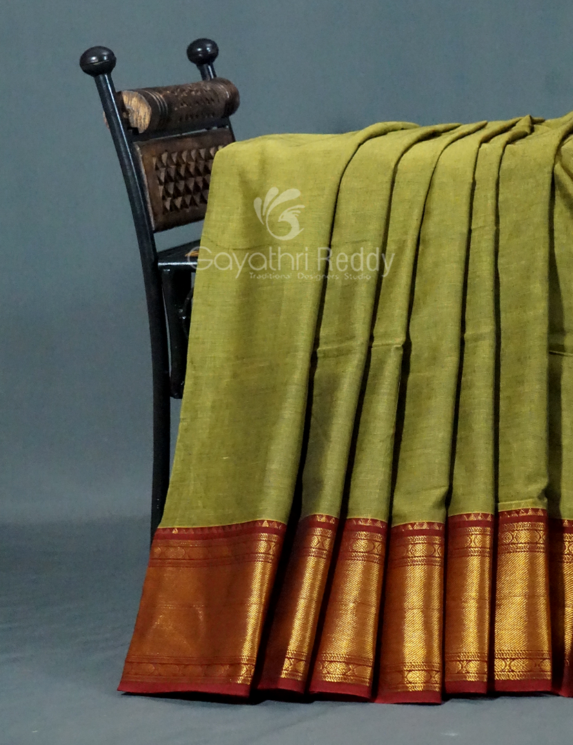 Kalanetha Green Leaf Coloured Pure Narayanpet Cotton Saree By Gayathri Reddy Designer Studio