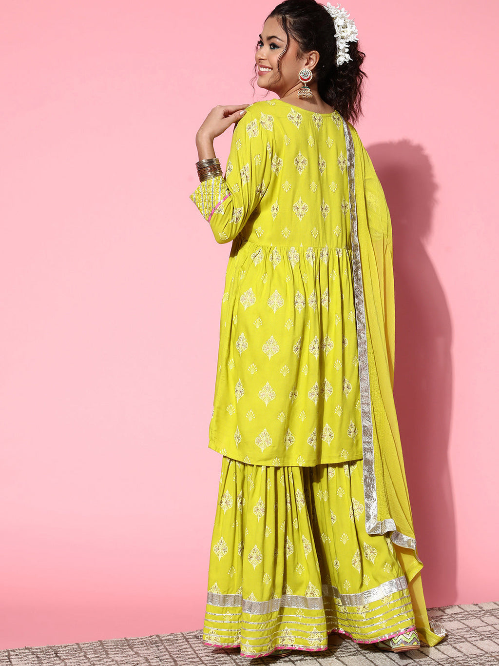 InWeave Women's Light Green Gota Work Kurta Sharara Set