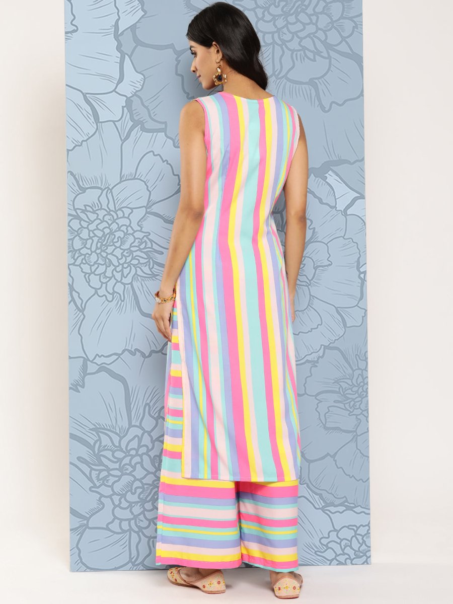 Ahalyaa Striped Empire Gotta Patti Kurta With Palazzos