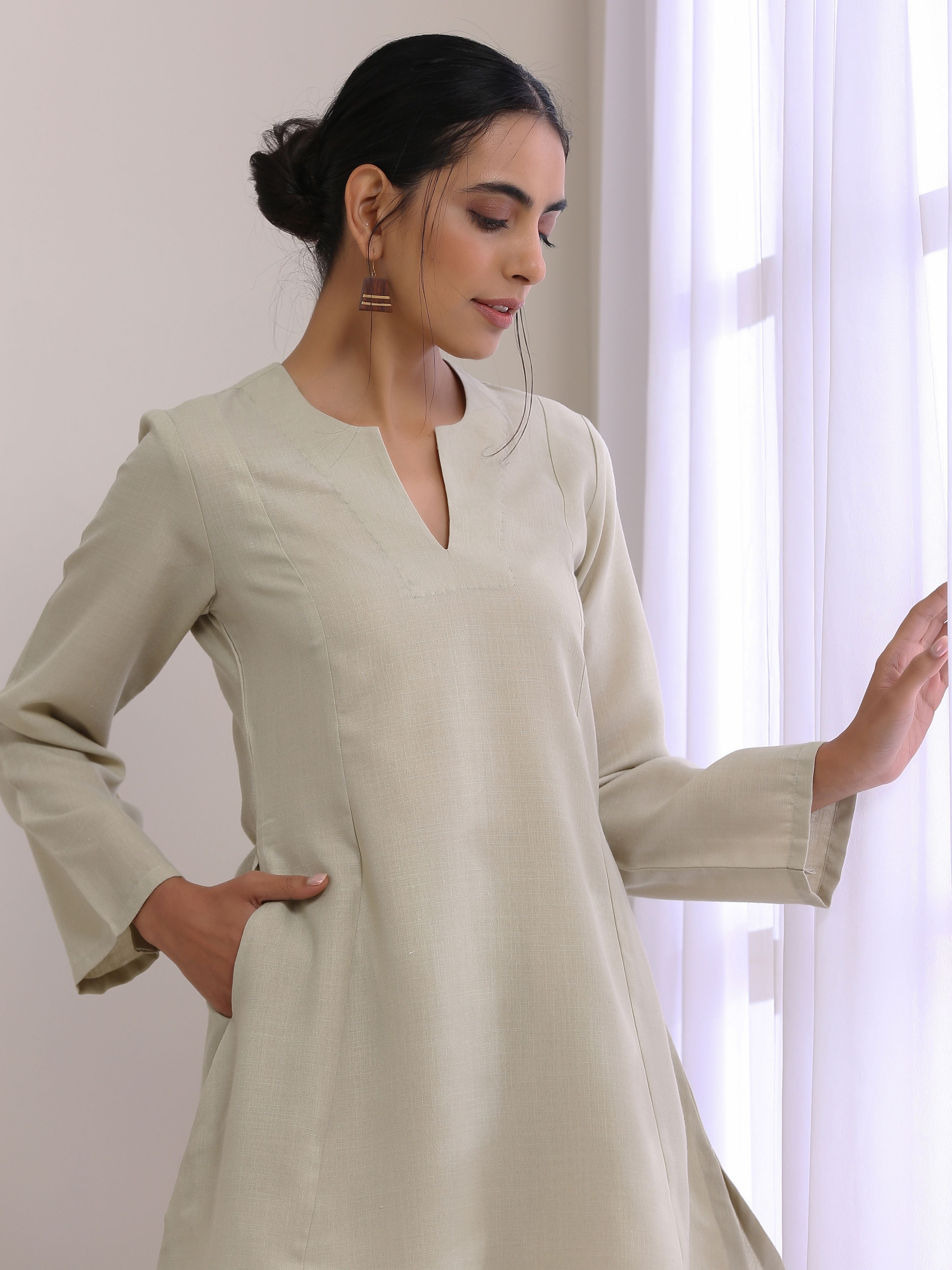 trueBrowns Light Grey Slub Co-Ord Set