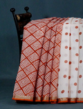 Shades of Milk White And Red Colour With Patli Pallu Design Pure Kota Cotton Saree By Gayathri Reddy Designer Studio